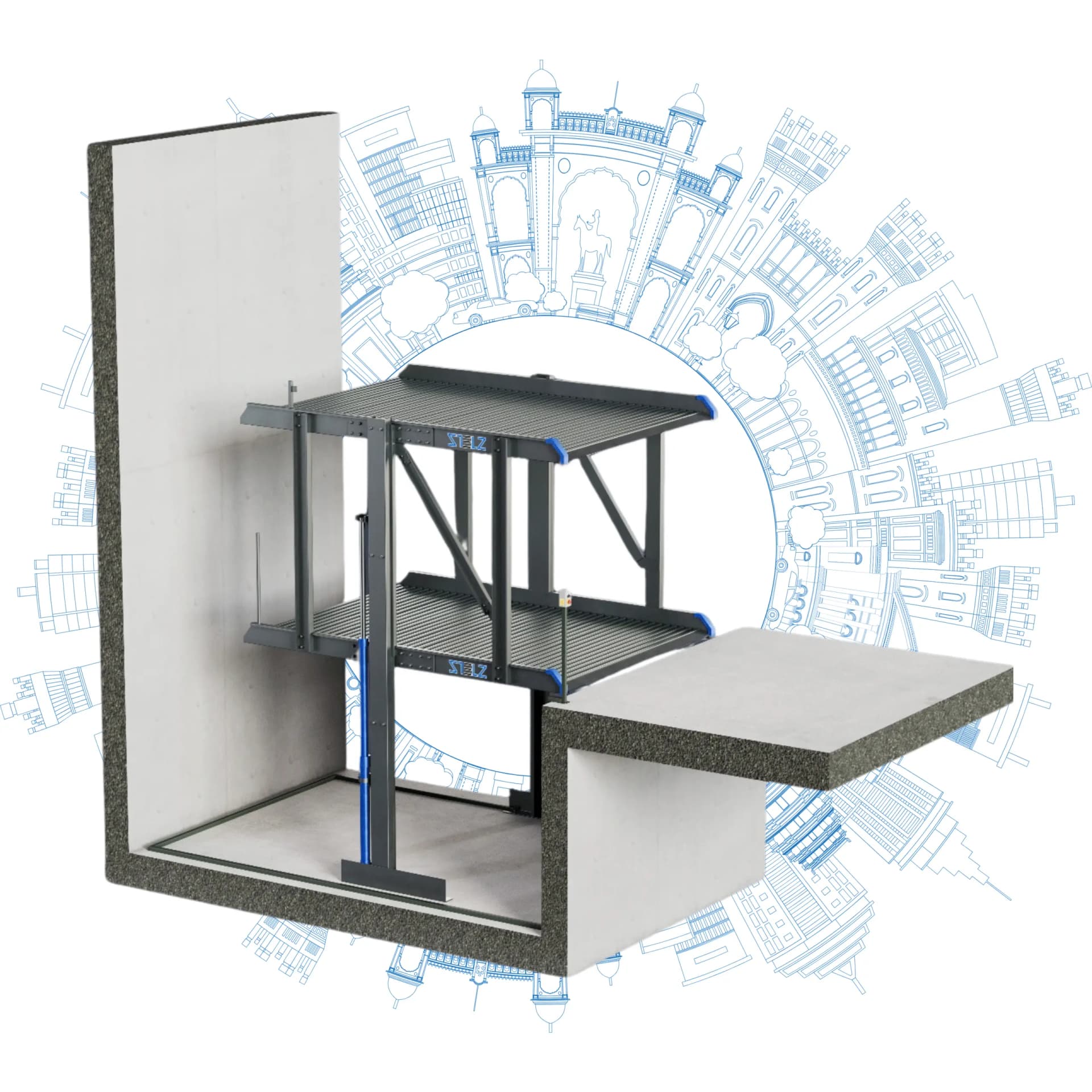 2-Ebenen-Gruben-Stapler