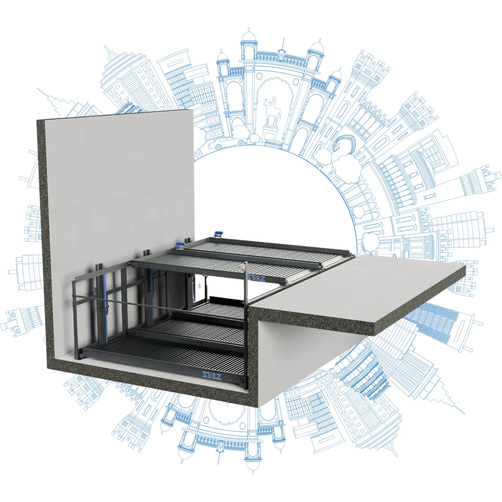 2 Gruben-Puzzle-Parksystem