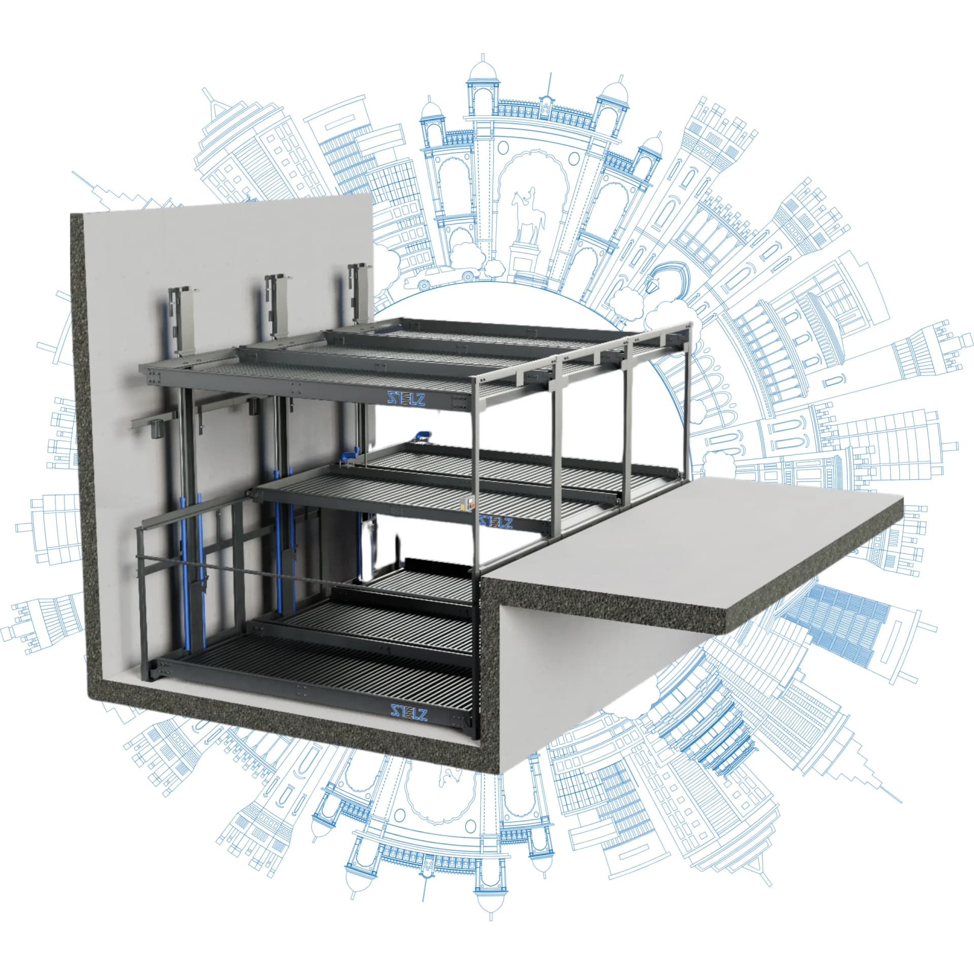 3 Gruben-Puzzle-Parksystem